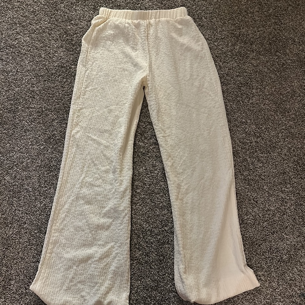 Cream colored wide leg swim coverup pants